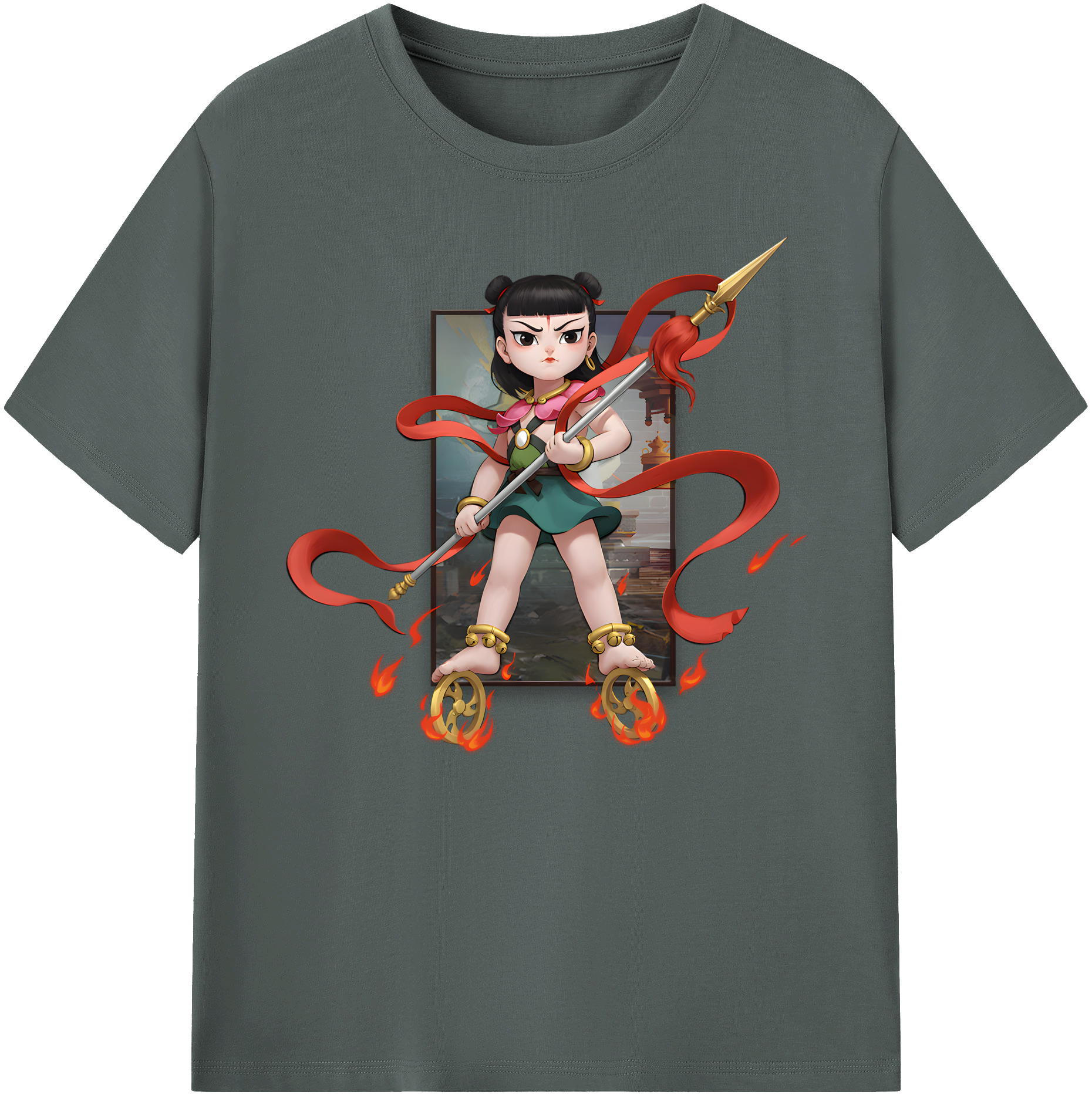（画像用） Ne Zha 2 ナタ 魔童の大暴れ 綿100％ メンズ半袖Tシャツ｜肌触りやわらか＆通気性